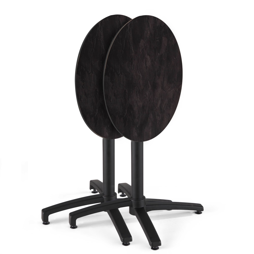 Table bistrot de jardin ronde inclinable 70 cm 4 places ardoise