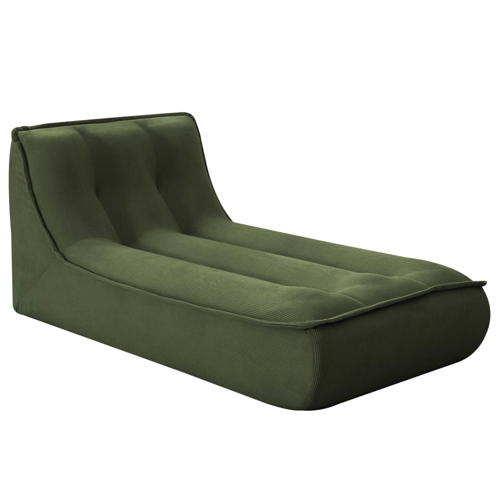 Méridienne pour canapé modulable velours côtelé 165 x 80 x 70 cm vert