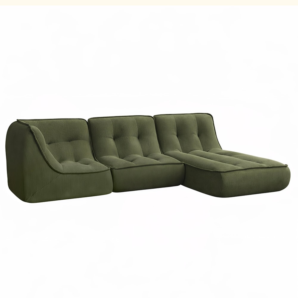 Canapé modulable en velours côtelé 250 x 165 x 70 cm 3 places vert