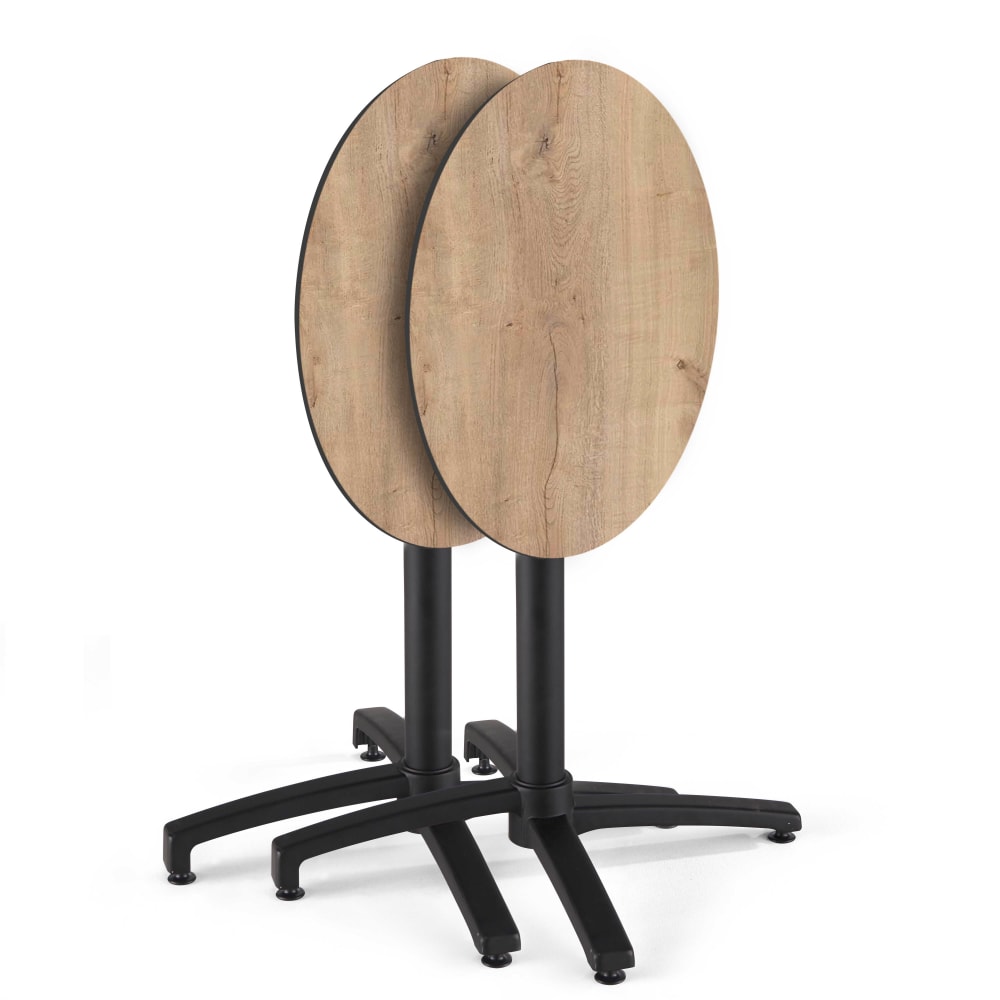 Table bistrot de jardin ronde inclinable 70 cm 4 places chêne