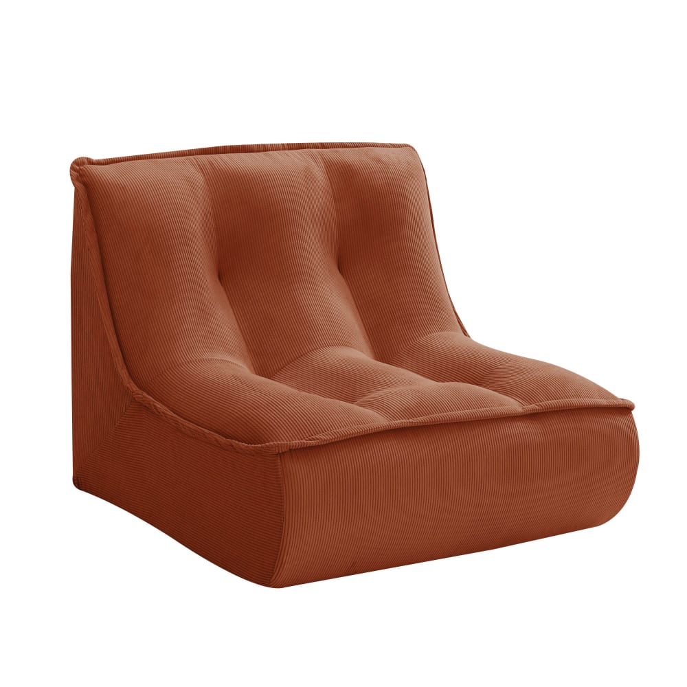Fauteuil pour canapé modulable en velours côtelé 90 x 80 cm terracotta