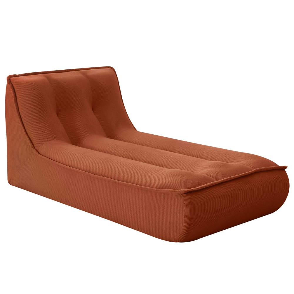 Méridienne pour canapé modulable velours côtelé 165 x 80 cm terracotta