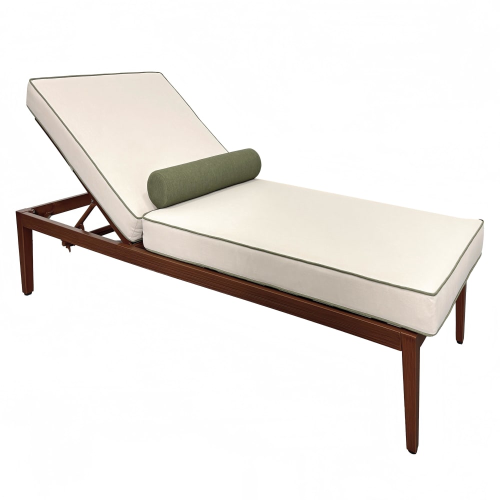 Bain de soleil inclinable effet bois écru et vert kaki