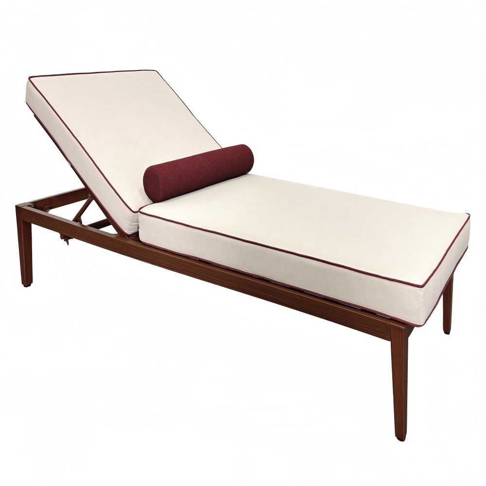 Bain de soleil inclinable effet bois écru et bordeaux