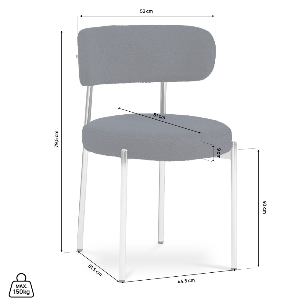 Stühle 2er-Set Nova aus Mitternachtsblau frottee 96 x 52 cm