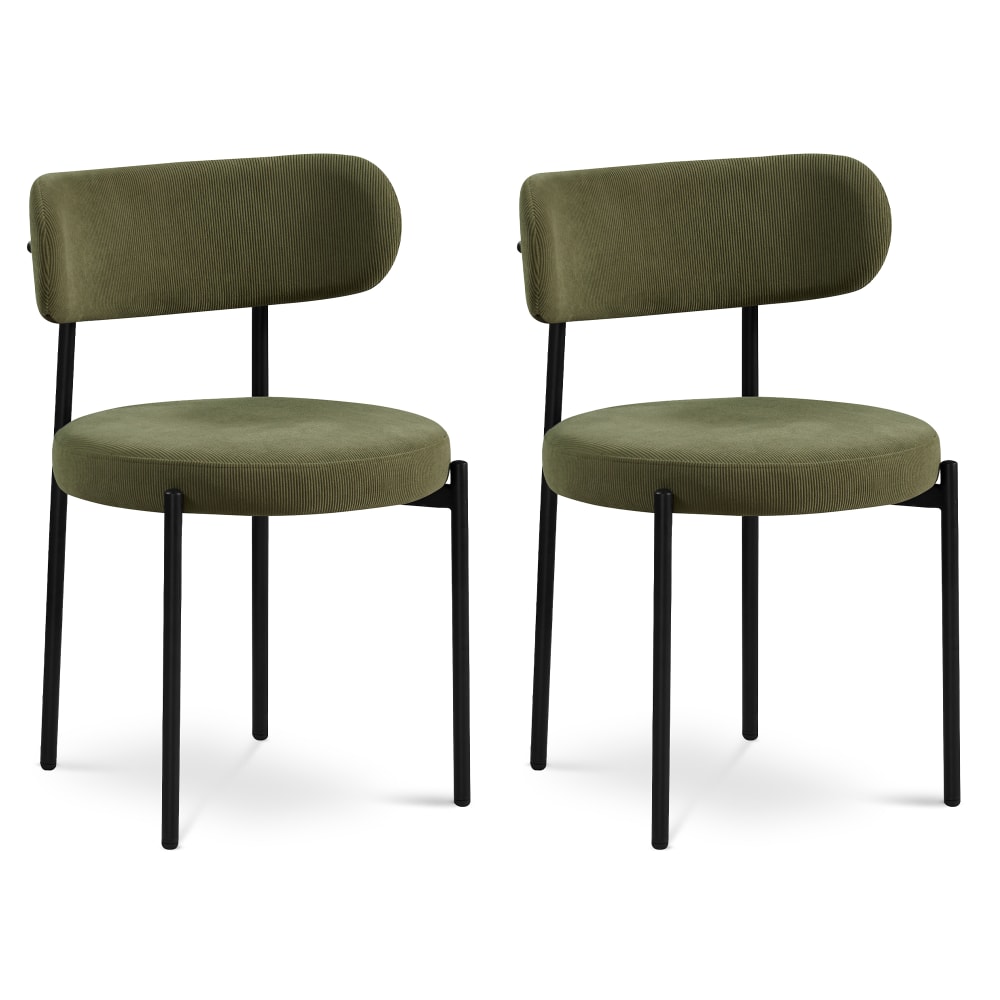 SICAAN 2er-Set Stühle Moderne Cord Khaki style modern Grün Pes - Polyester