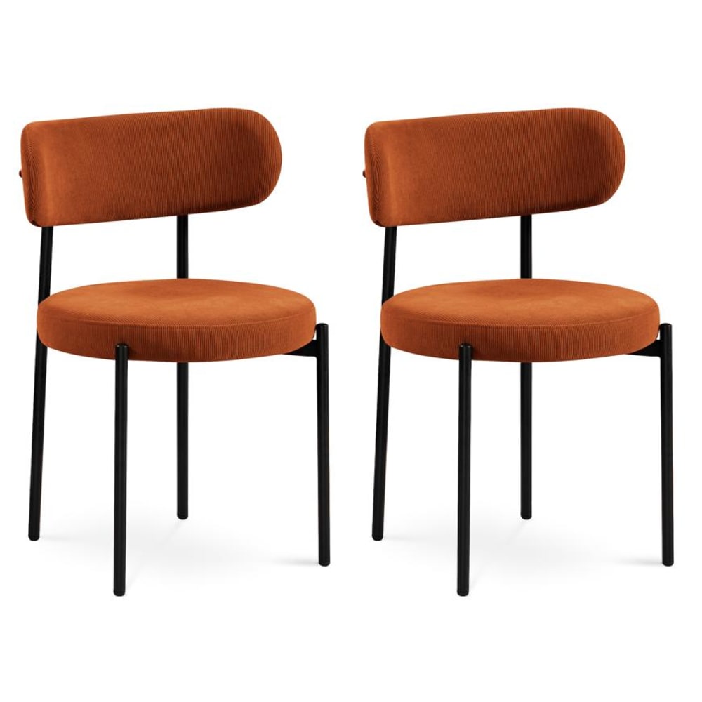 SICAAN 2er-Set Stühle Modern Kordvelours Terrakotta style modern Rot Pes - Polyester