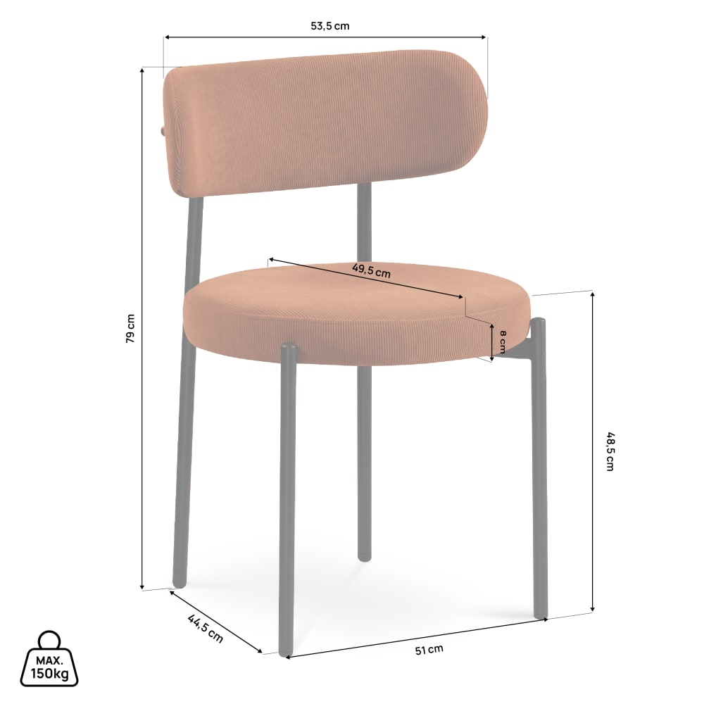 2er-Set Stühle Modern Kordvelours Terrakotta - Maisons Du Monde