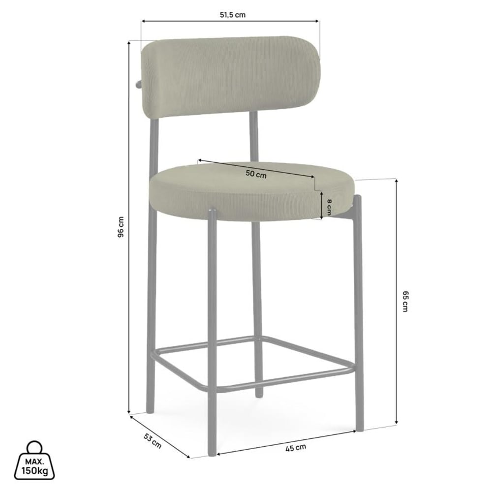 Barhockern Set 2-teilig Cord 96 x 51 cm, khaki - Maisons Du Monde