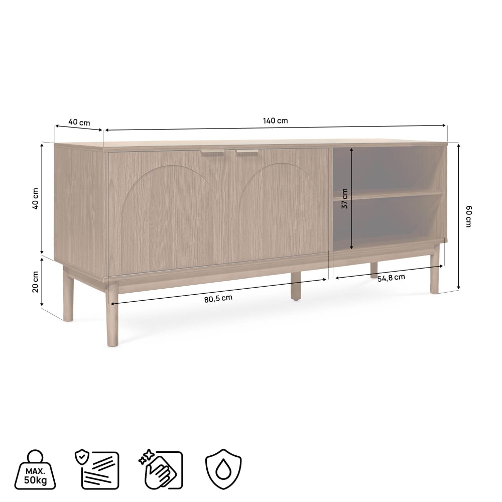 Tv-Möbel Holz 60 x 140 x 140 cm, Braun - Maisons Du Monde