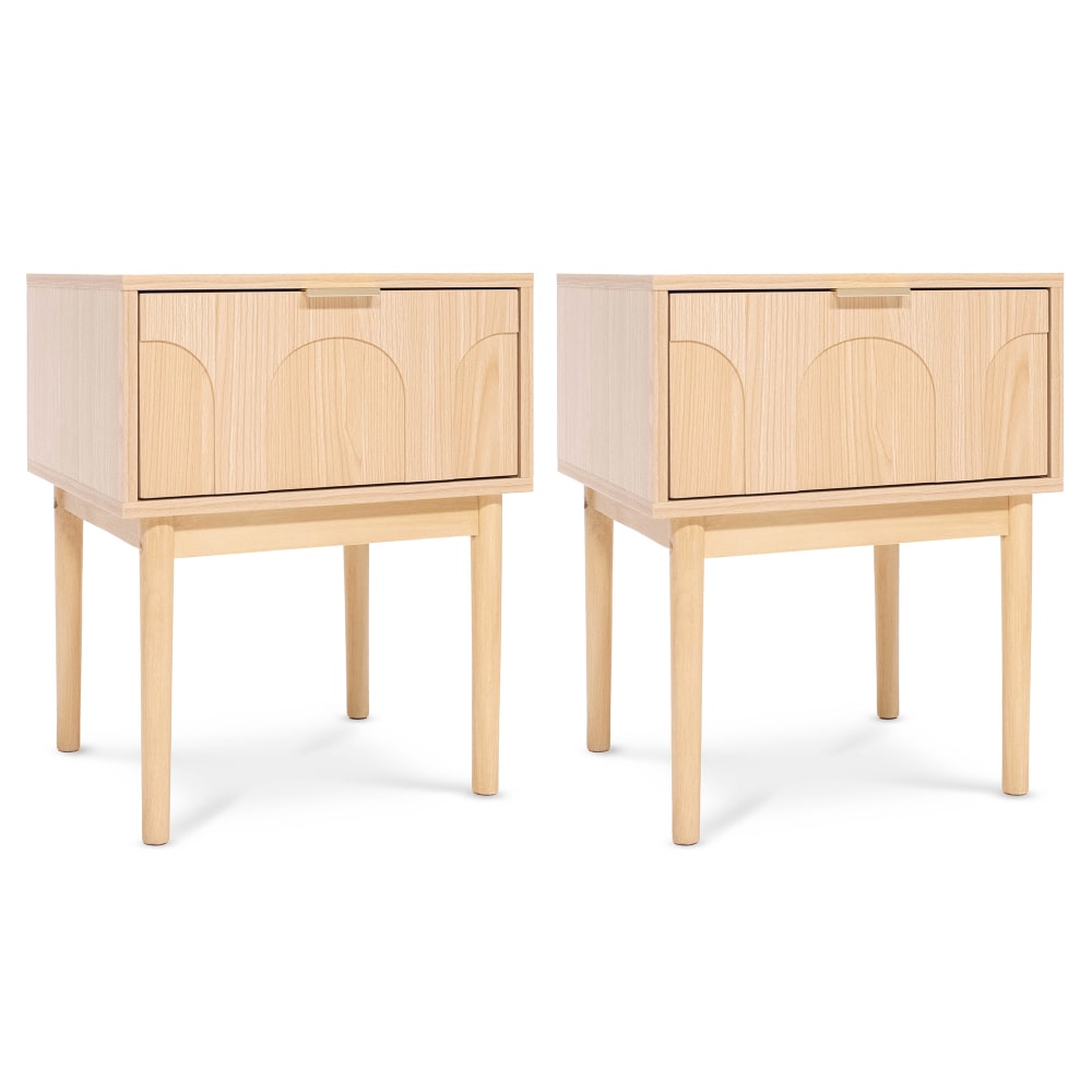 SICAAN 2er-Set Nachttische Skandinavisch Eiche style modern Braun Spanplatte