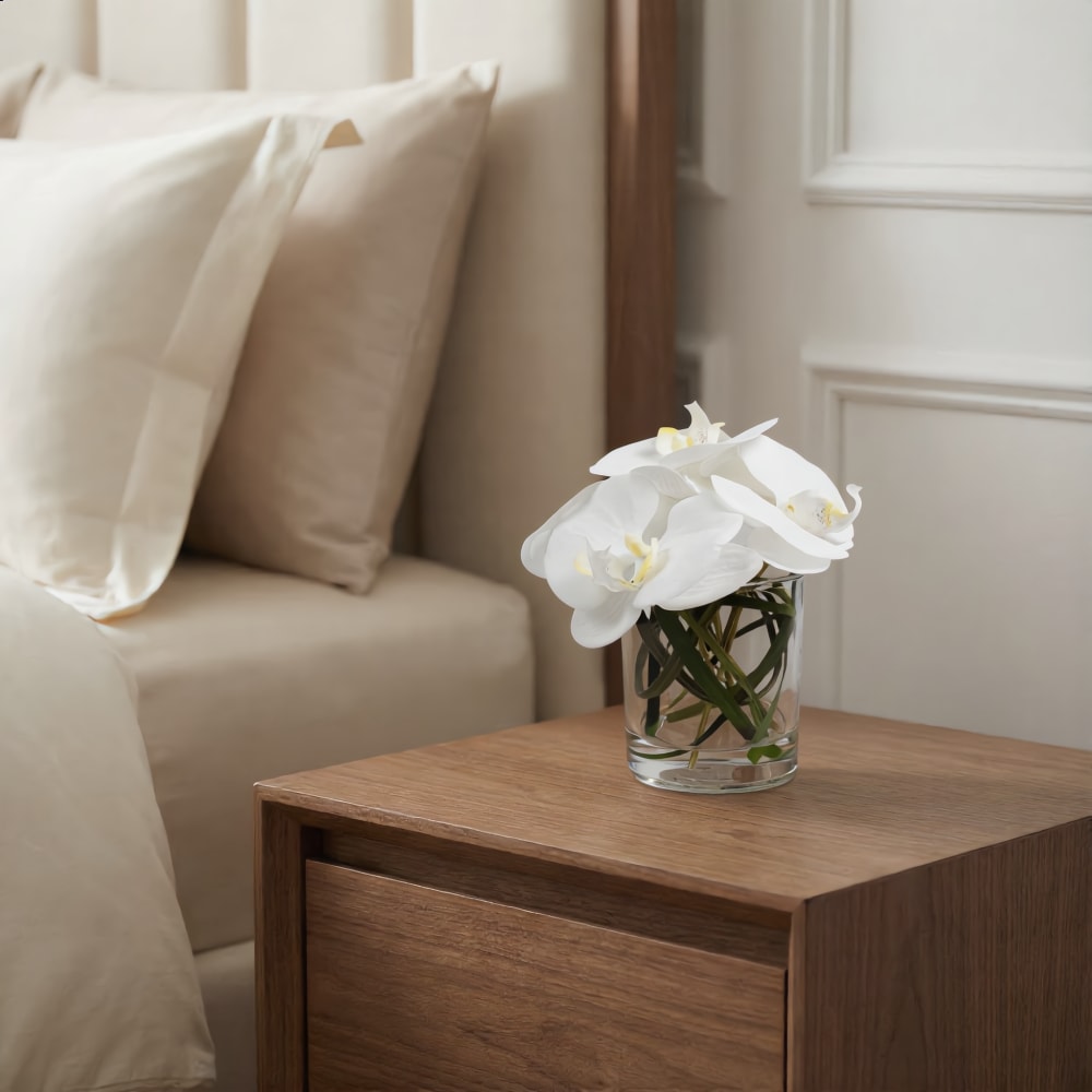 Composition d'orchidée en vase artificielle blanche L20 - Maisons du Monde