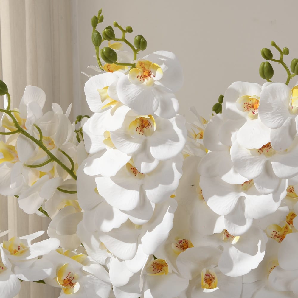 Tige d'orchidée artificielle blanche et pistil jaune h90 — vue 4
