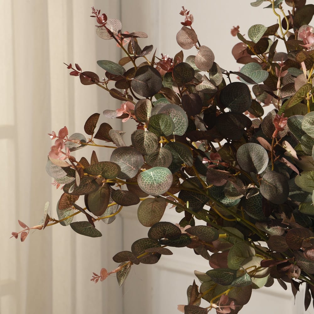 Feuillage d'eucalyptus artificiel bordeaux h80 — vue 4