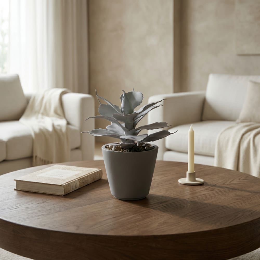 Succulente en pot artificielle rouge blanchie H23 - Maisons du Monde