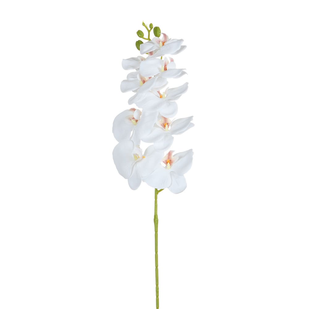 Tige d'orchidée artificielle blanche et pistil violet h90