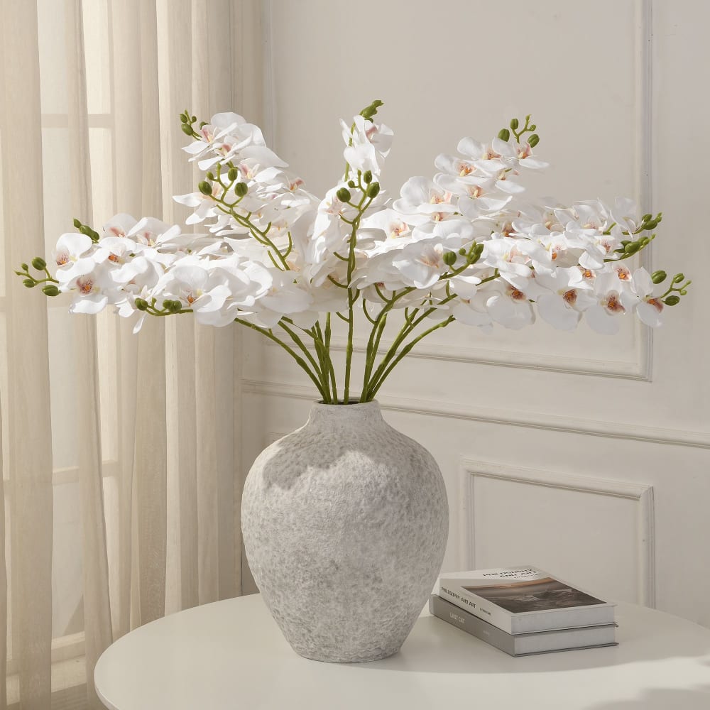 Tige d'orchidée artificielle blanche et pistil violet h90 — vue 3