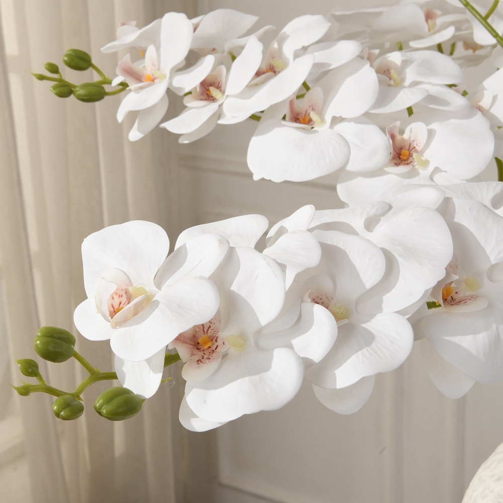 Tige d'orchidée artificielle blanche et pistil violet h90 — vue 4