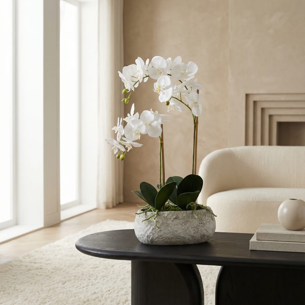 Composition d'orchidée en pot artificielle blanche H65 - Maisons du Monde