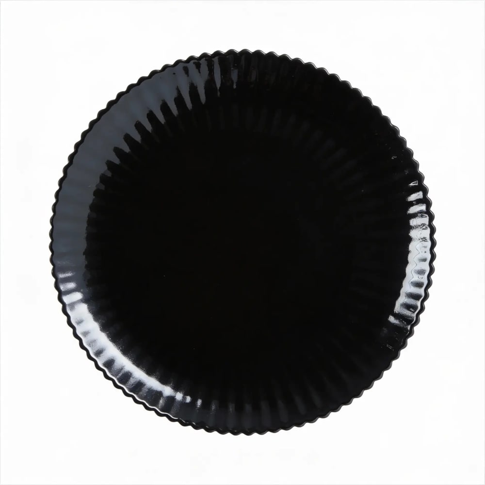 6 assiettes plates noires en verre 25 cm