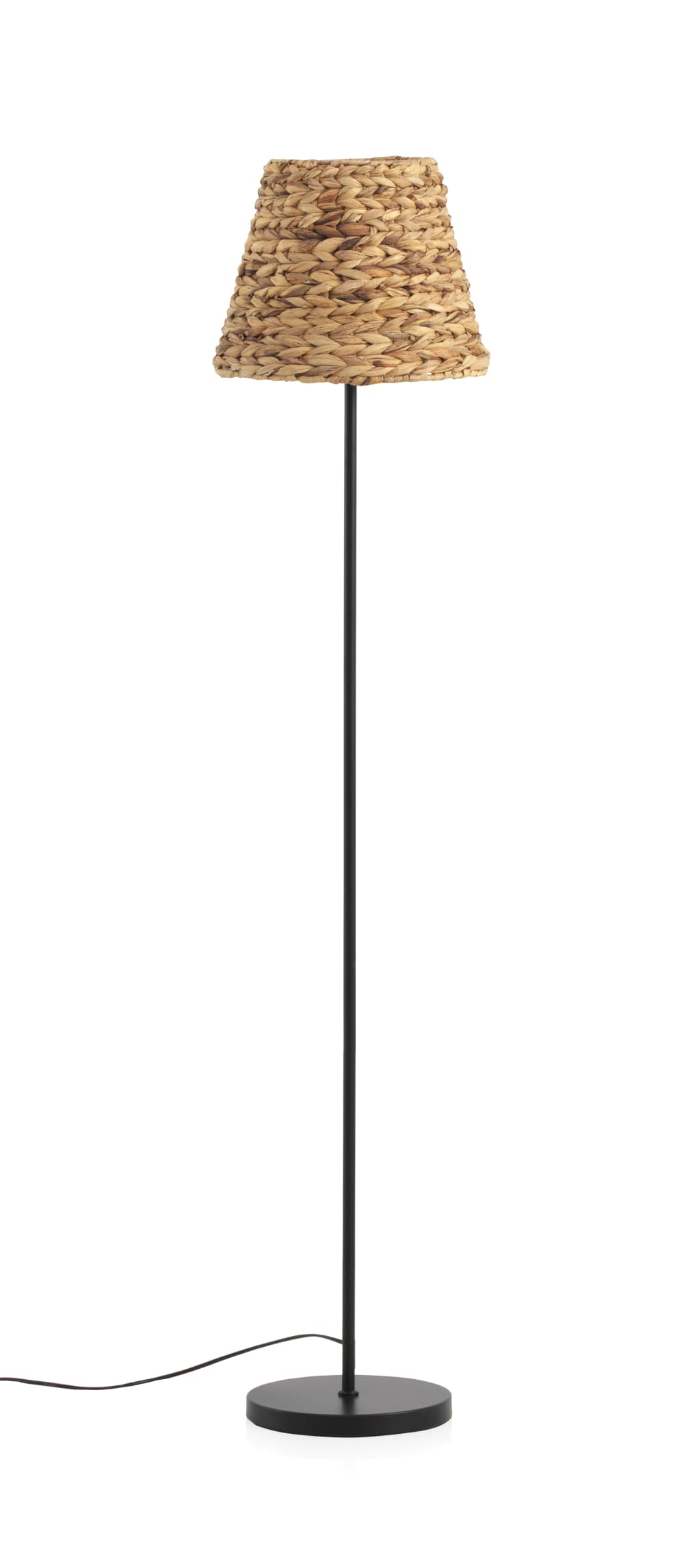 Lampadaire en fibres naturelles et base métallique