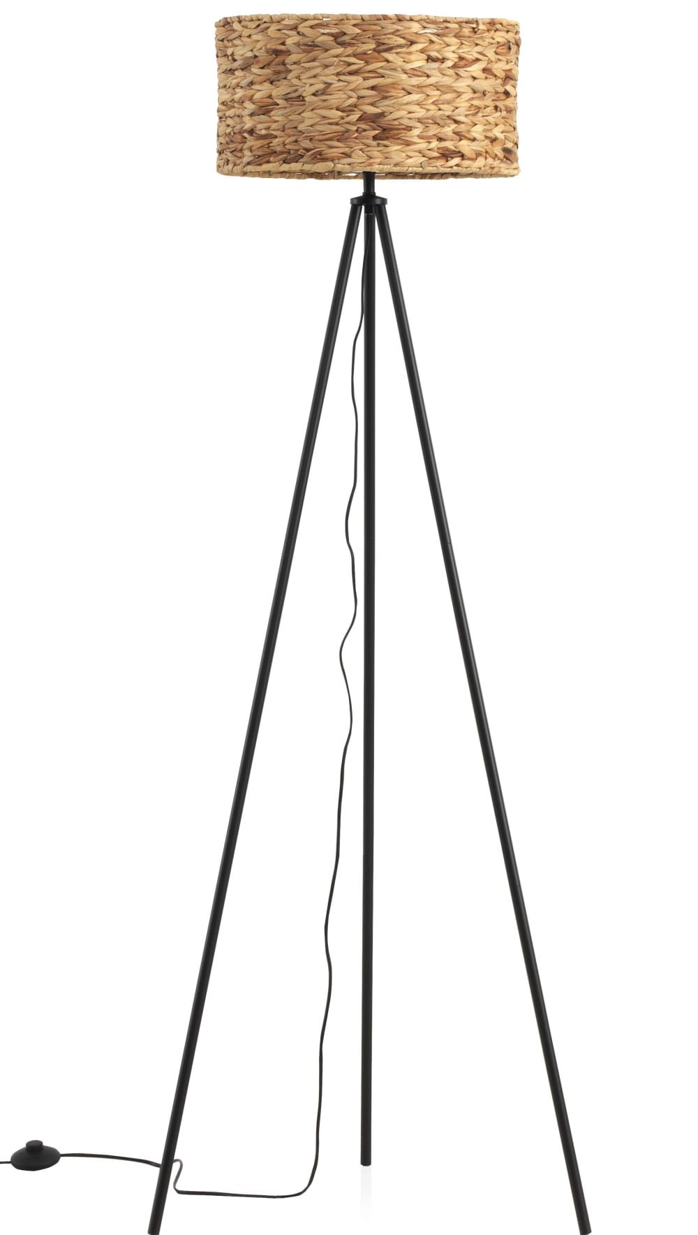 Lampadaire en fibres naturelles et base métallique