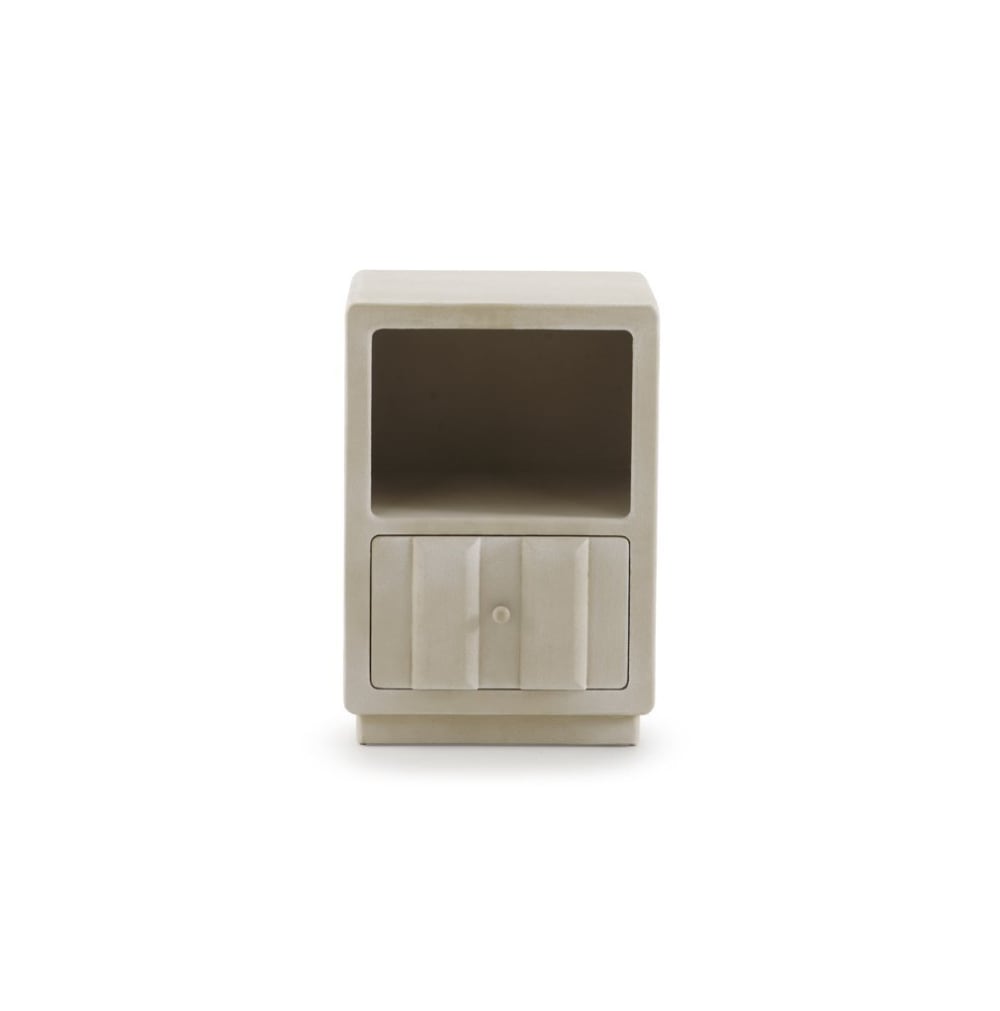 GEESE HOME Nachttisch mit Schublade aus sandfarbenem Polyresin-Zement Beige Harz