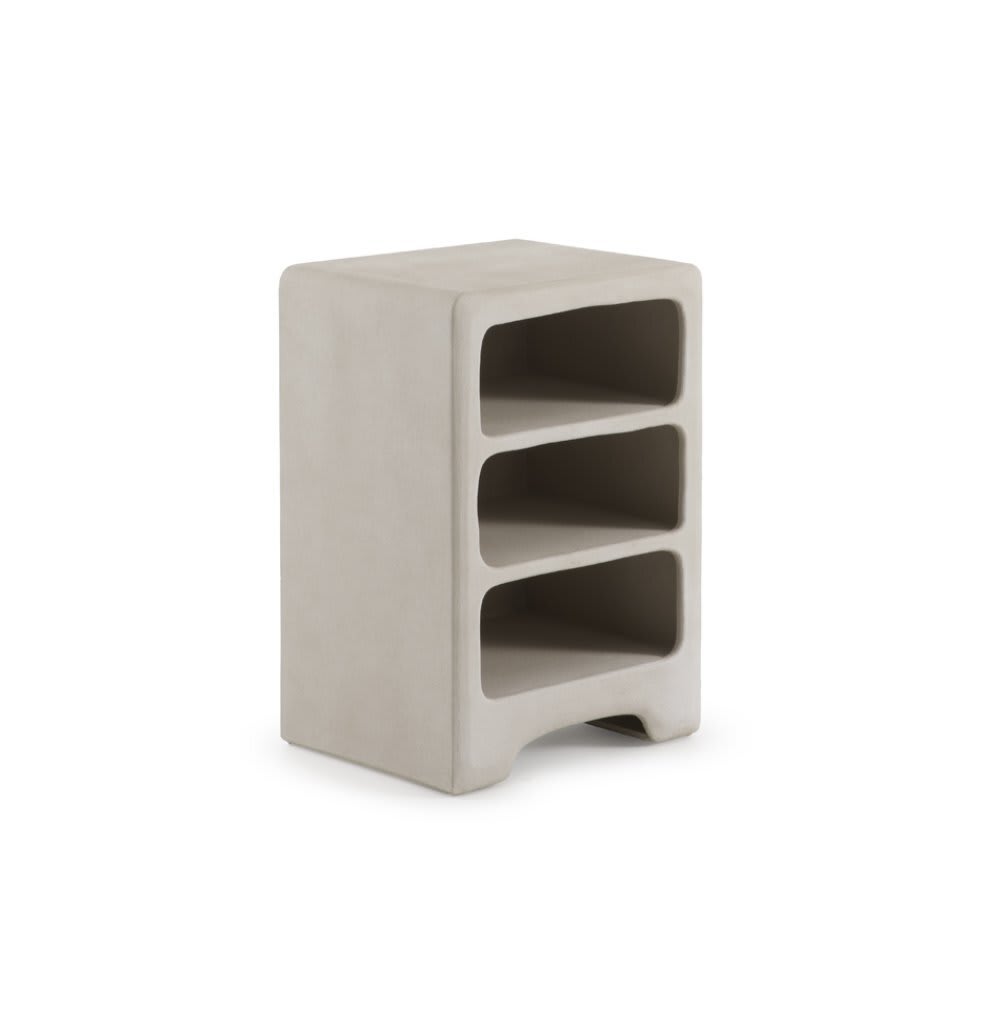 GEESE HOME Nachttisch aus Polyresin mit sandfarbenem Mikrozement Beige Harz
