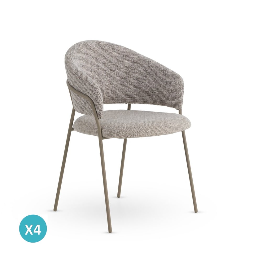 Lot de 4 fauteuils tapissés en chenille  marron