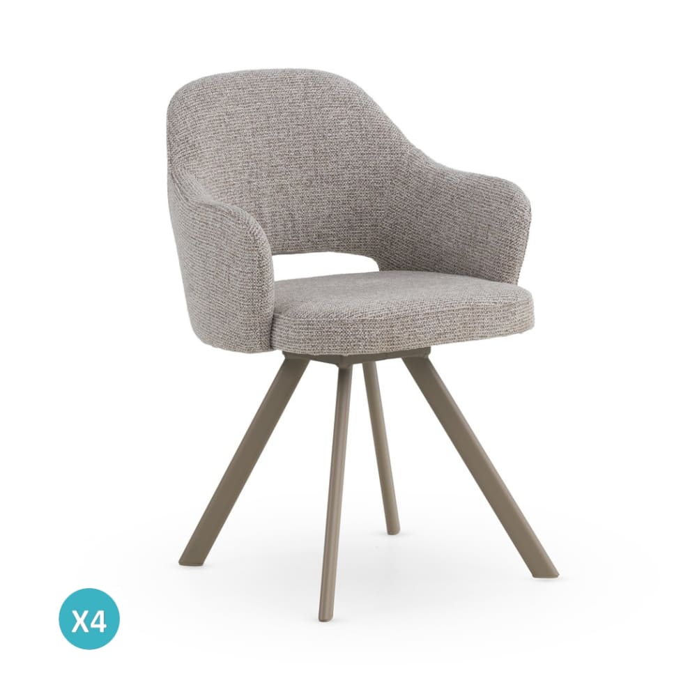 Lot de 4 fauteuils tapissés en chenille marron