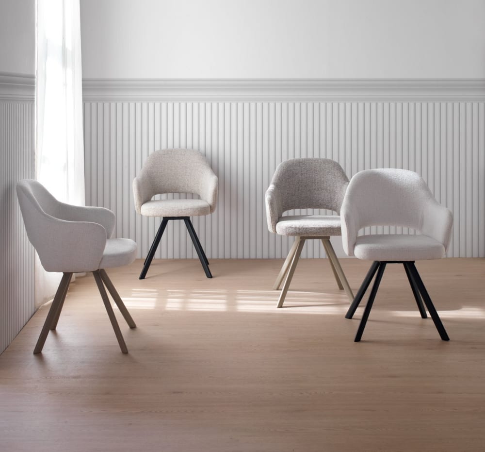 4er-Set Sessel mit braunem Chenille-Bezug - Maisons Du Monde
