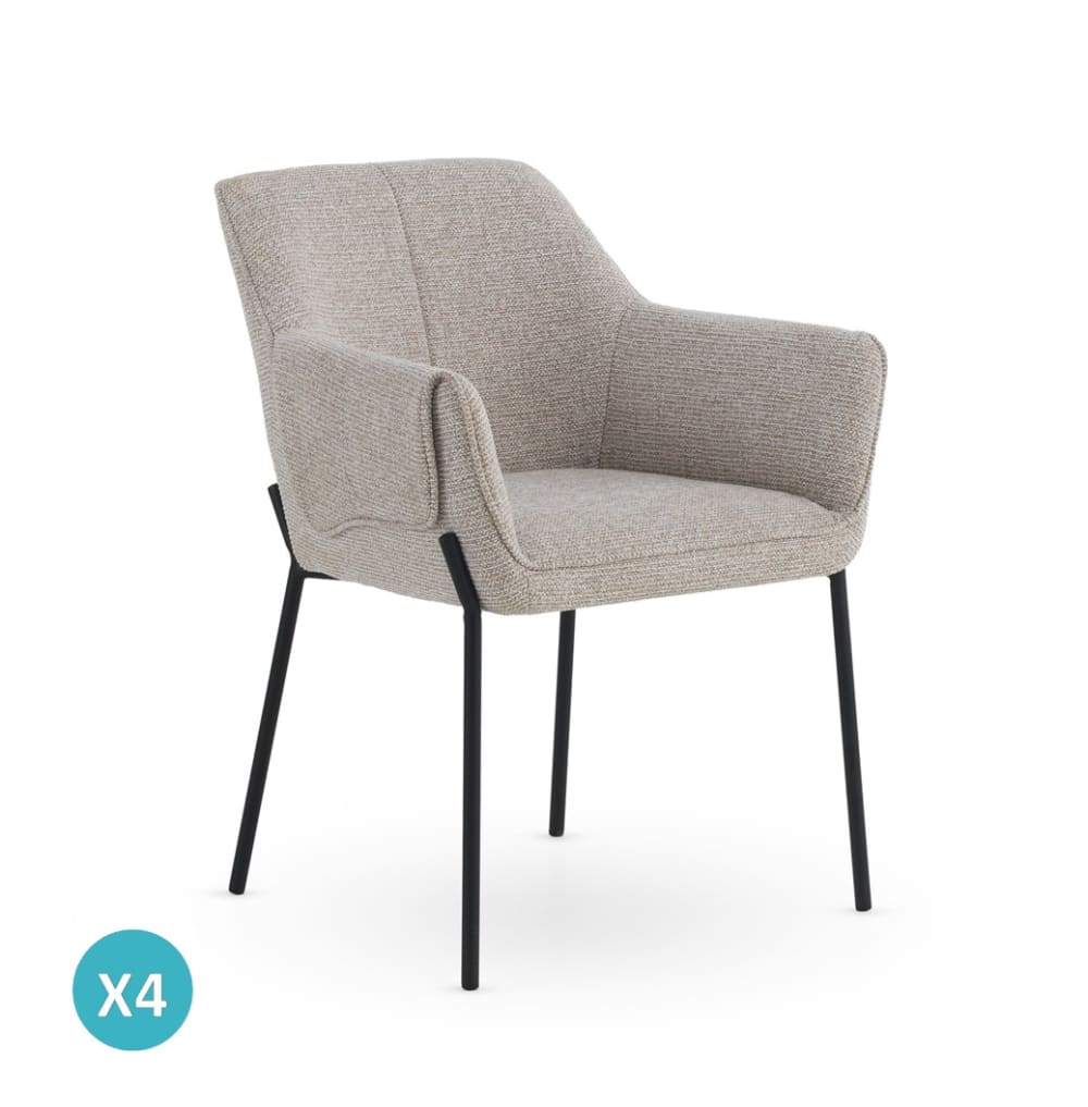 Lot de 4 fauteuils tapissés en chenille  beige