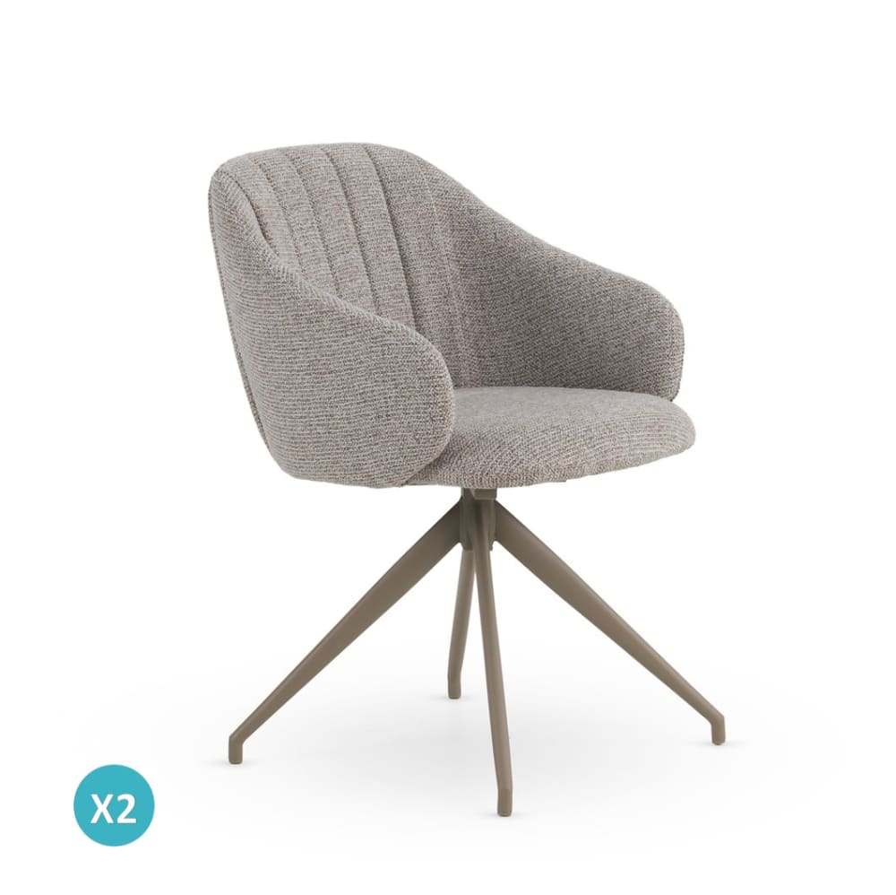 Lot de 4 fauteuils pivotants tapissés en chenille marron