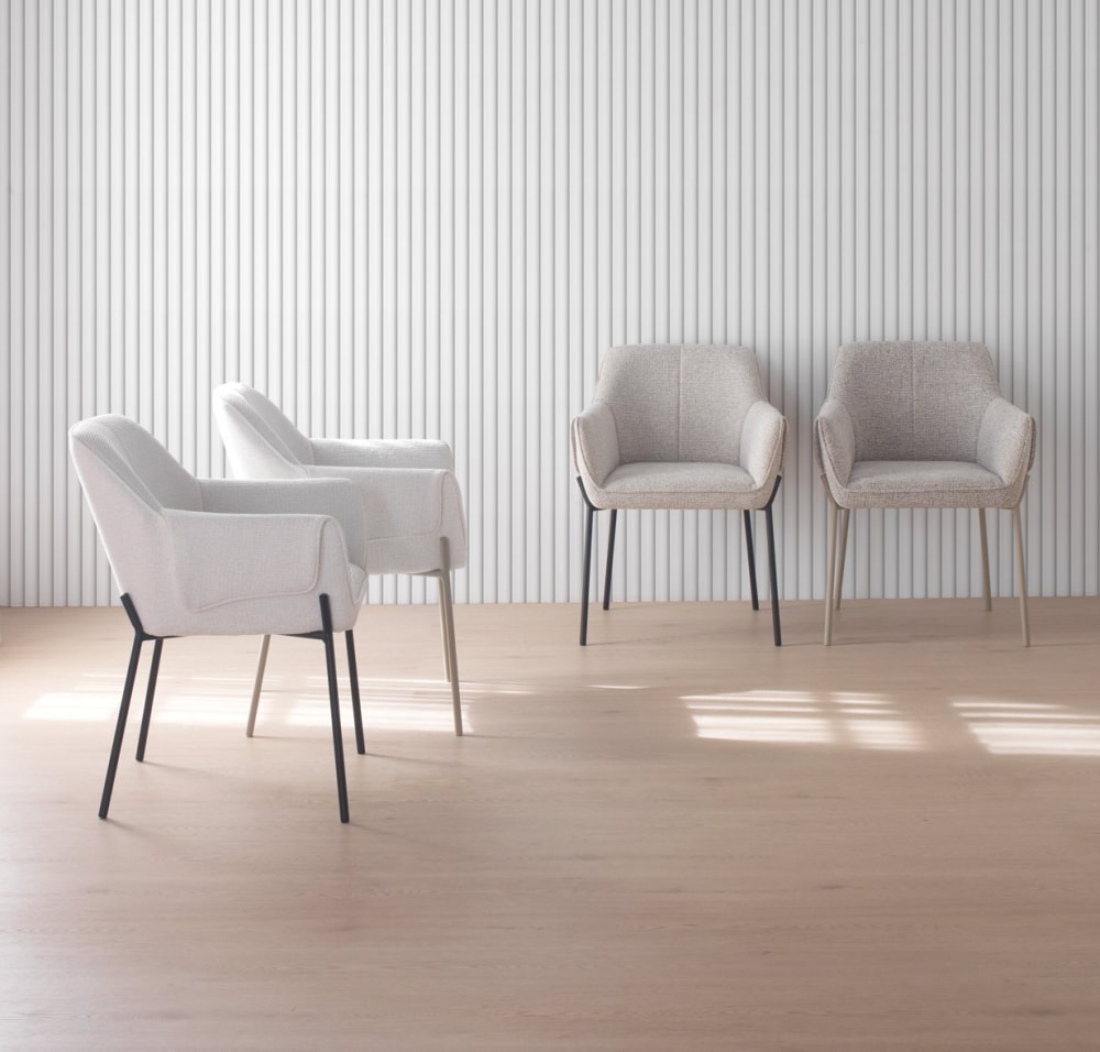 4er-Set Sessel mit braunem Chenille-Bezug - Maisons Du Monde