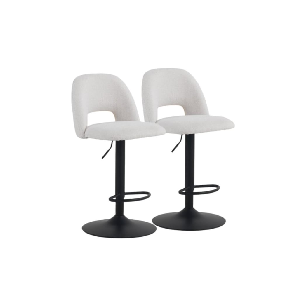 Lot de 2  tabourets, tapissés en chenille  crème
