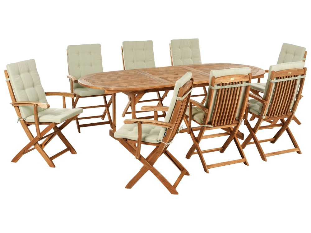 Set de salle à manger d'extérieur 8 personnes en bois d'acacia marron Set de salle à manger d'extérieur 8 personnes en bois d'acacia marron