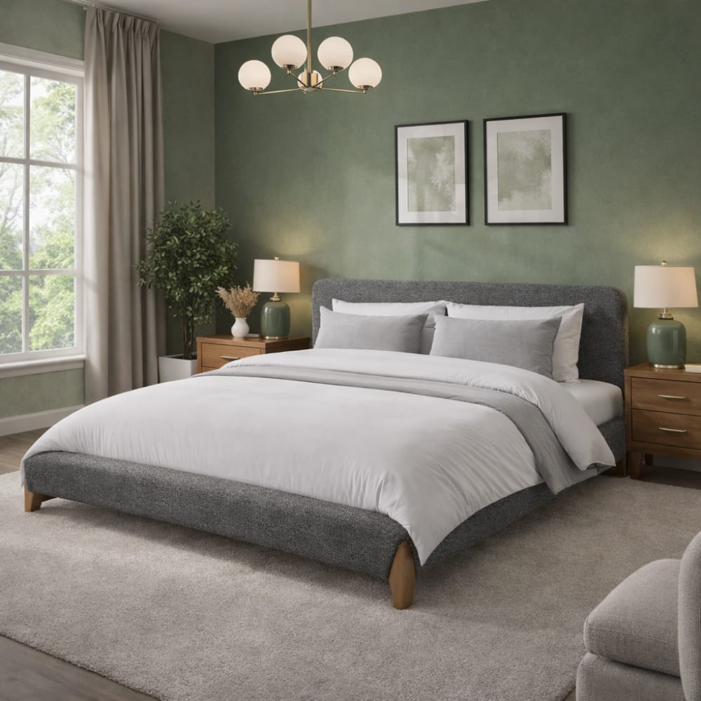 Reca Bedding Bett mit grauem Filz-Kopfteil 140x190 cm style modern - Spanplatte