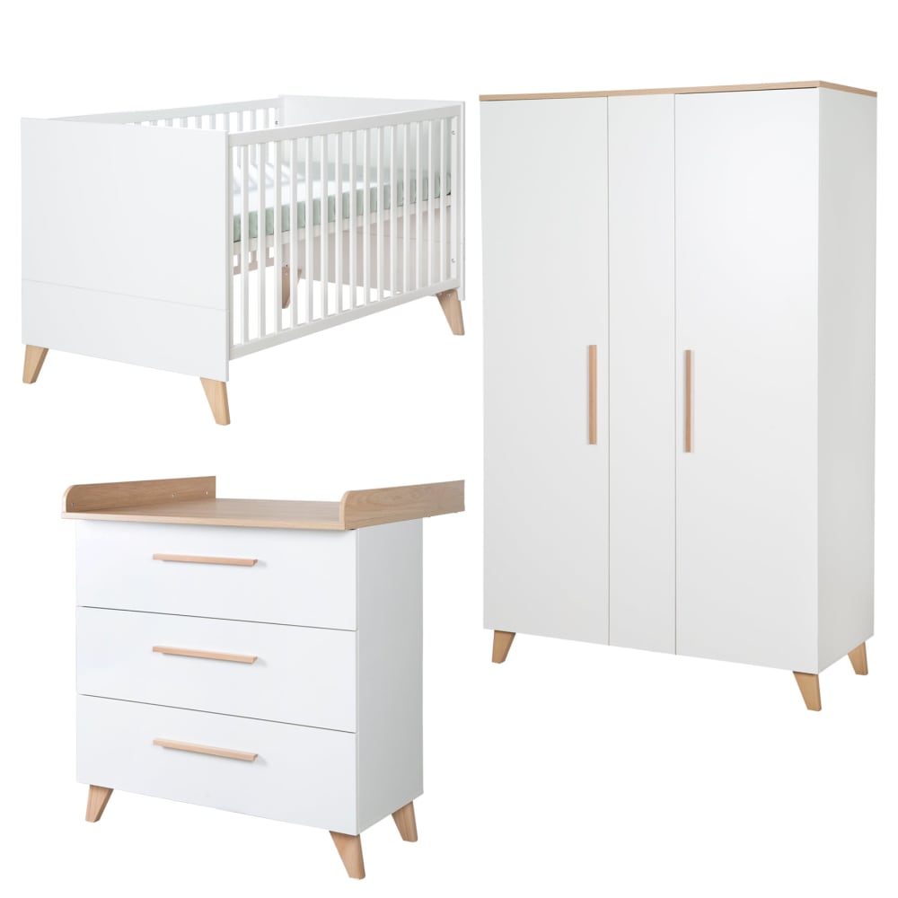 roba Mitwachsendes komplettes Kinderzimmer, Weiß Eiche-Optik style modern Weiß Spanplatte