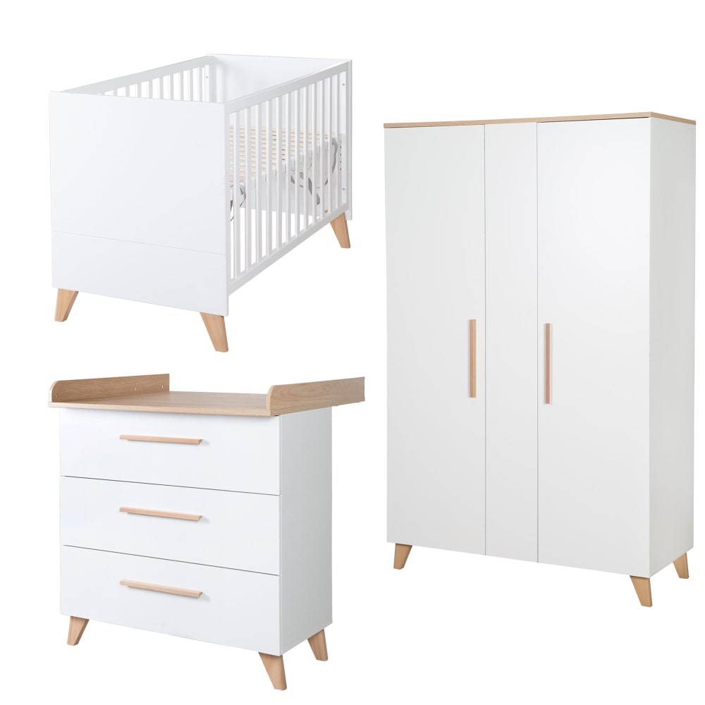 roba Komplettes Kinderzimmer aus Spanplatte, Weiß Eiche-Optik style modern Weiß Spanplatte