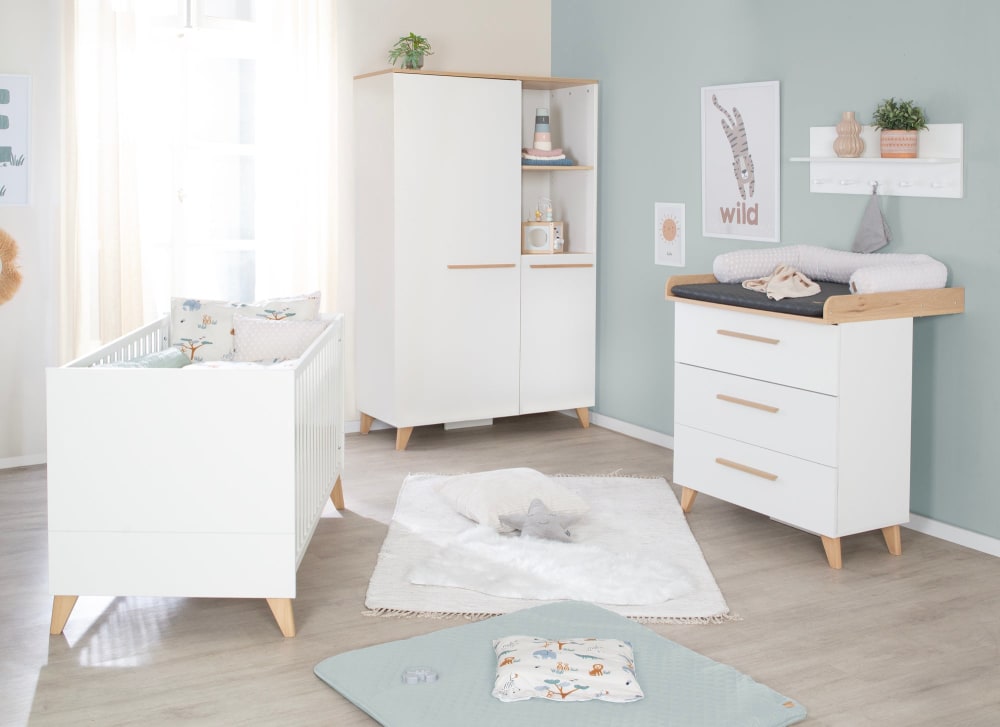roba Komplettes und mitwachsendes Kinderzimmer, Weiß Eiche-Optik style modern Weiß Spanplatte