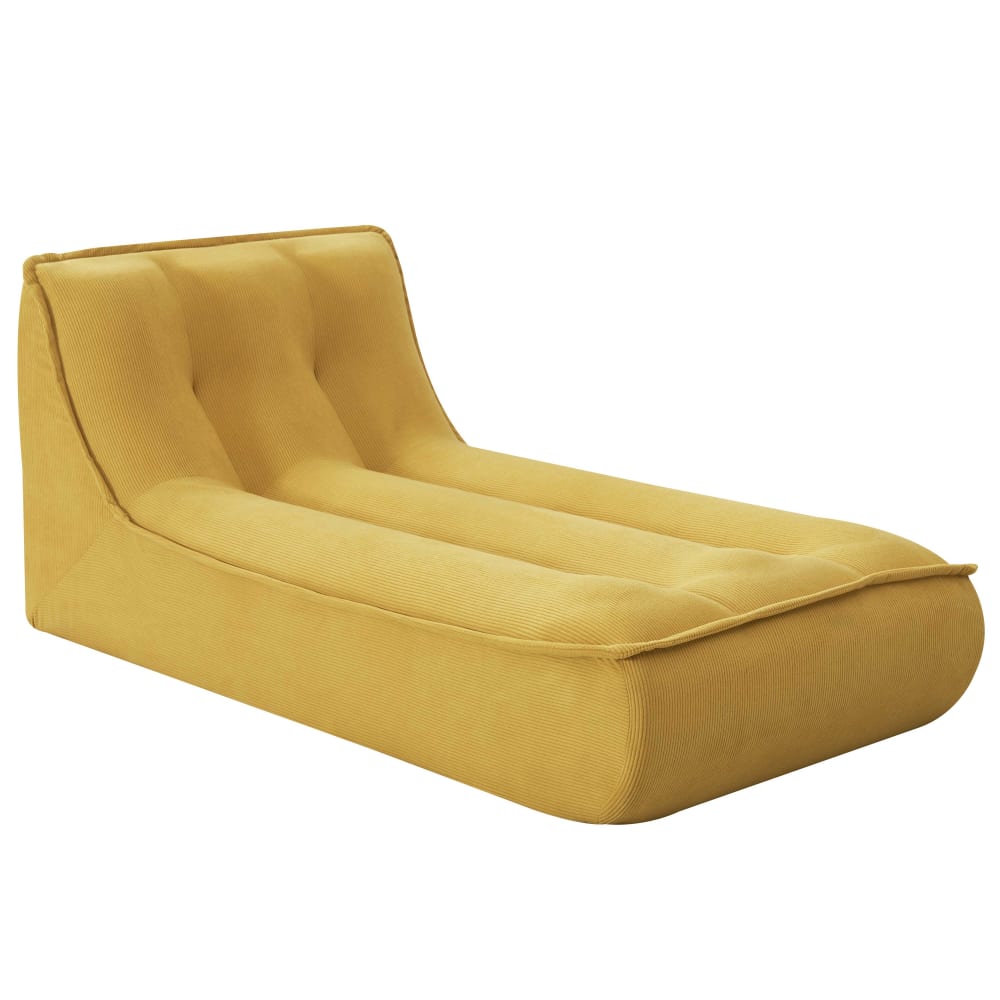 Méridienne pour canapé modulable velours côtelé 165 x 80 x 70 cm jaune