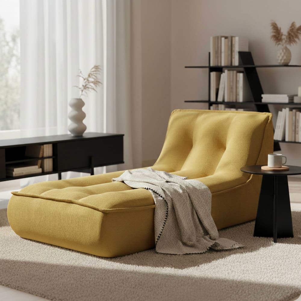 Méridienne pour canapé modulable velours côtelé 165 x 80 x 70 cm jaune
