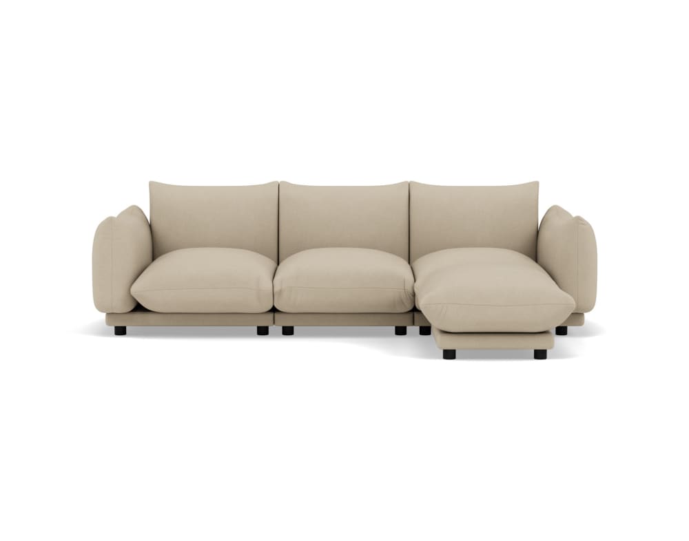 Canapé modulable 4 places angle réversible en velours texturé beige