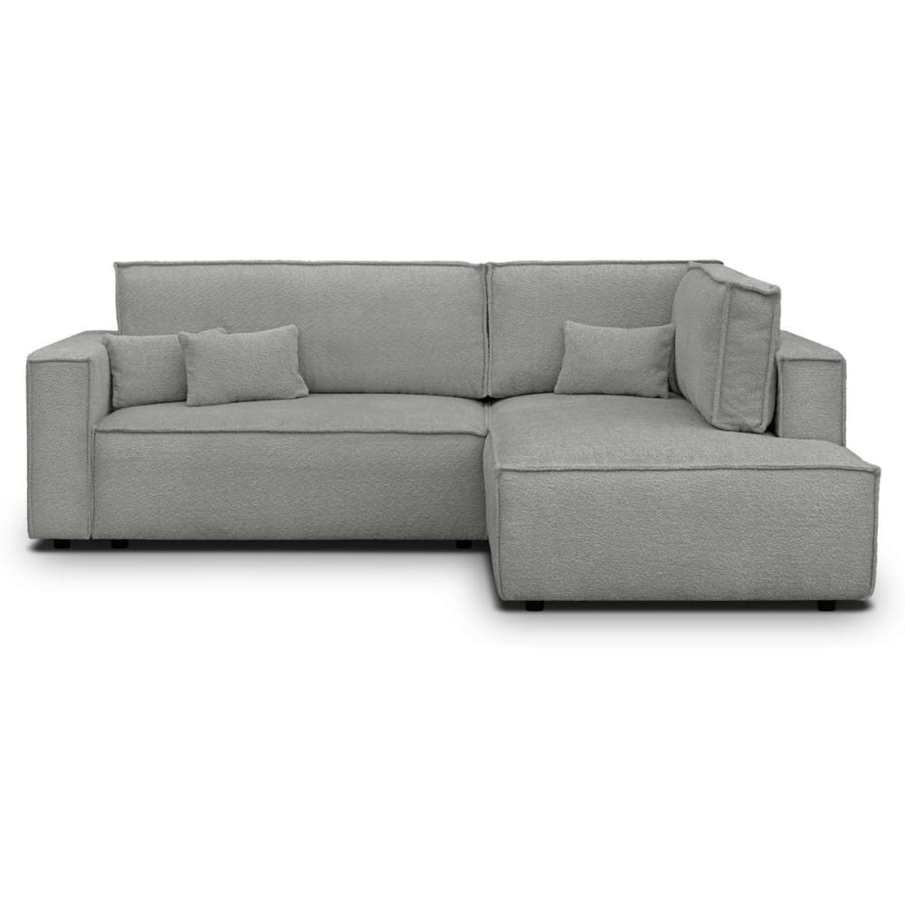 Canapé d'angle droit ouvert convertible 3 pl., tissu bouclé gris