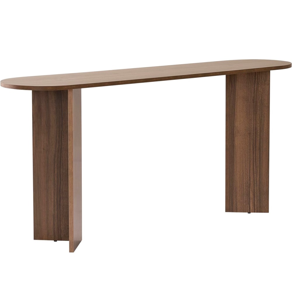 Console ovale effet Noyer 150 cm