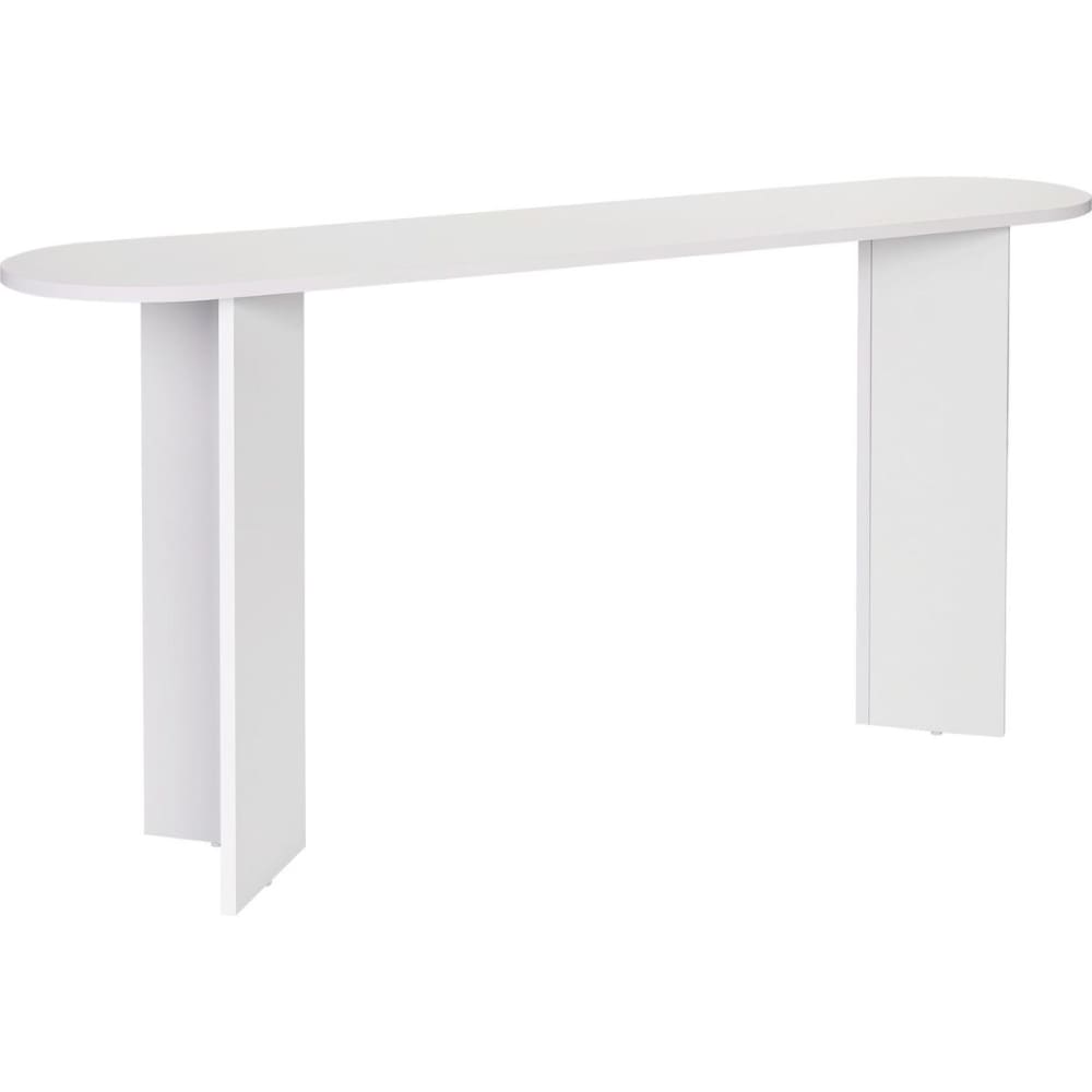 Console ovale effet bois blanc 150 cm