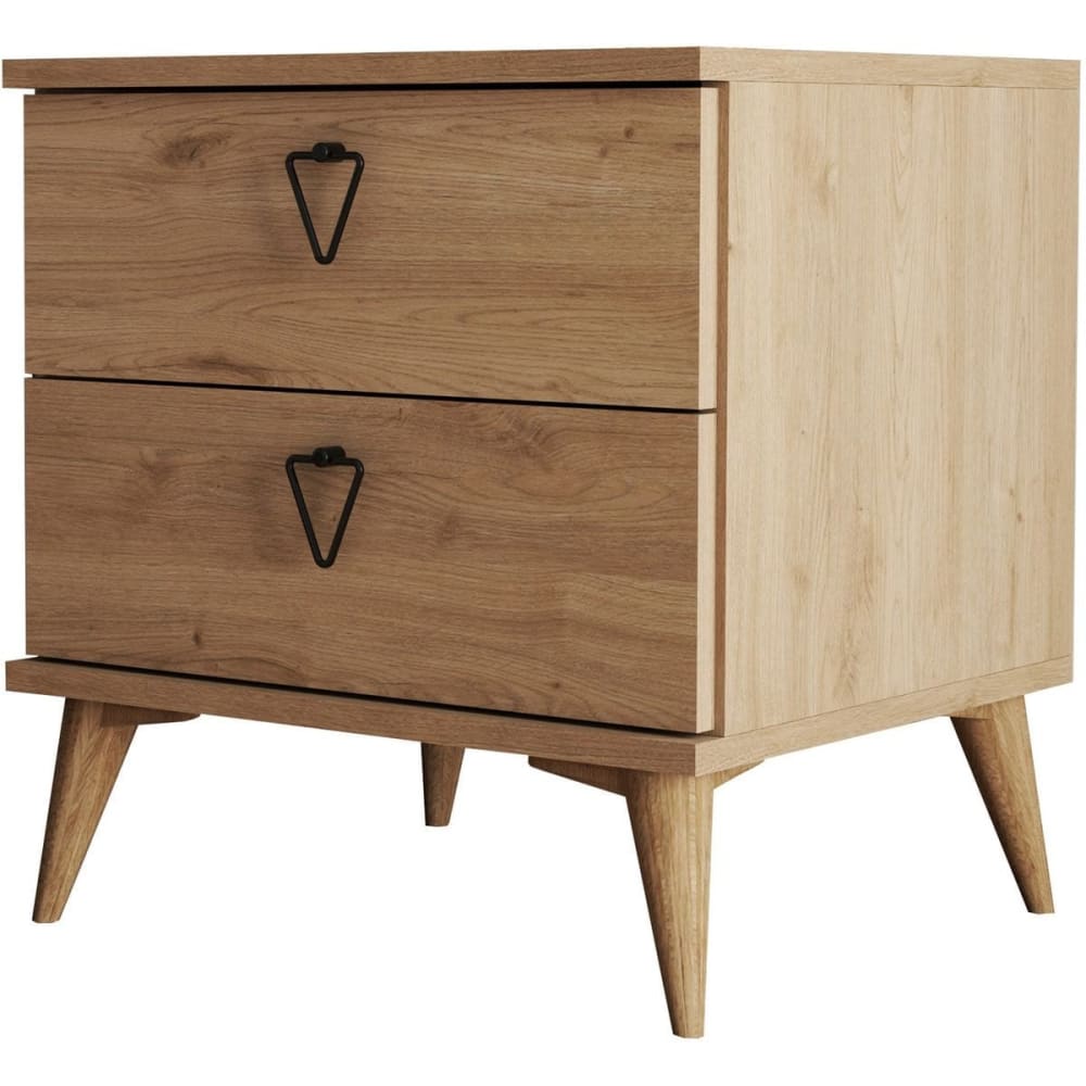 Table de chevet 2 tiroirs effet chêne 52 cm