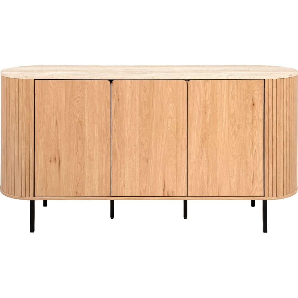 Buffet 3 portes effet Chêne et Travertin 160 cm