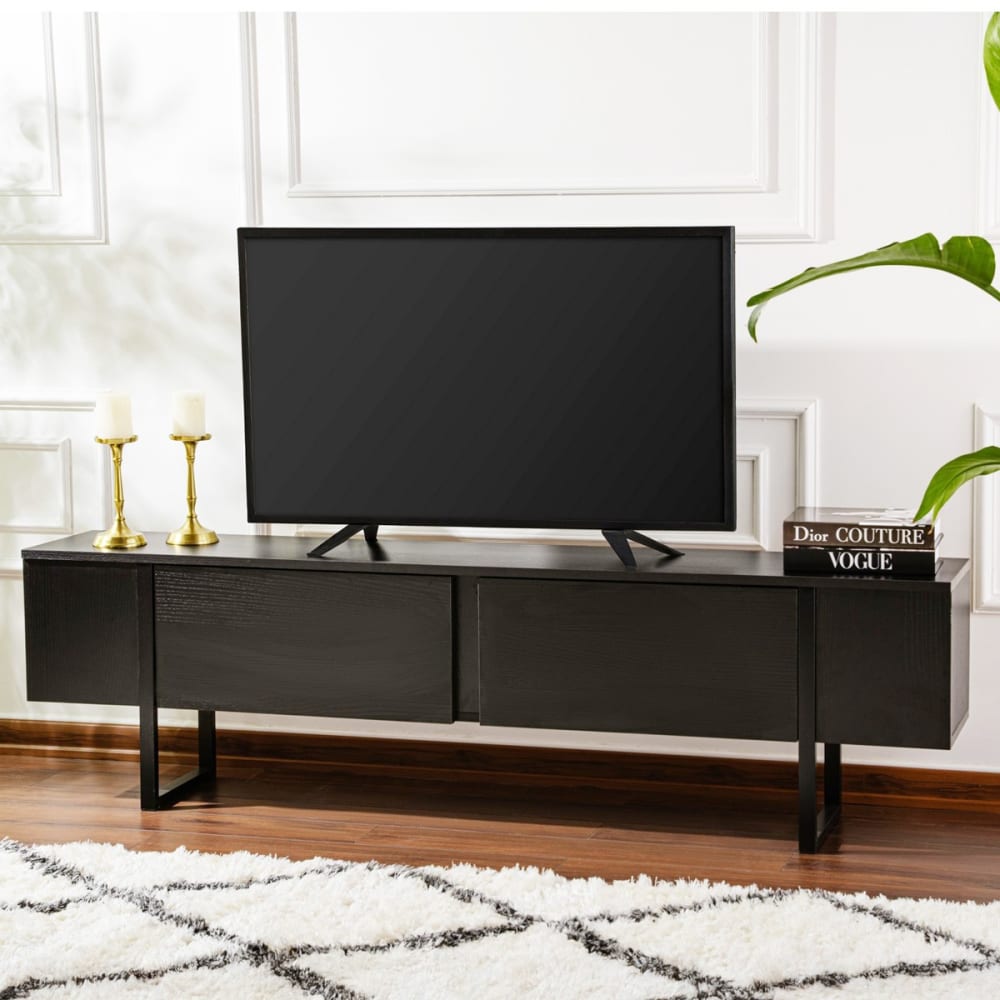 Meuble tv 2 portes noir 180 cm