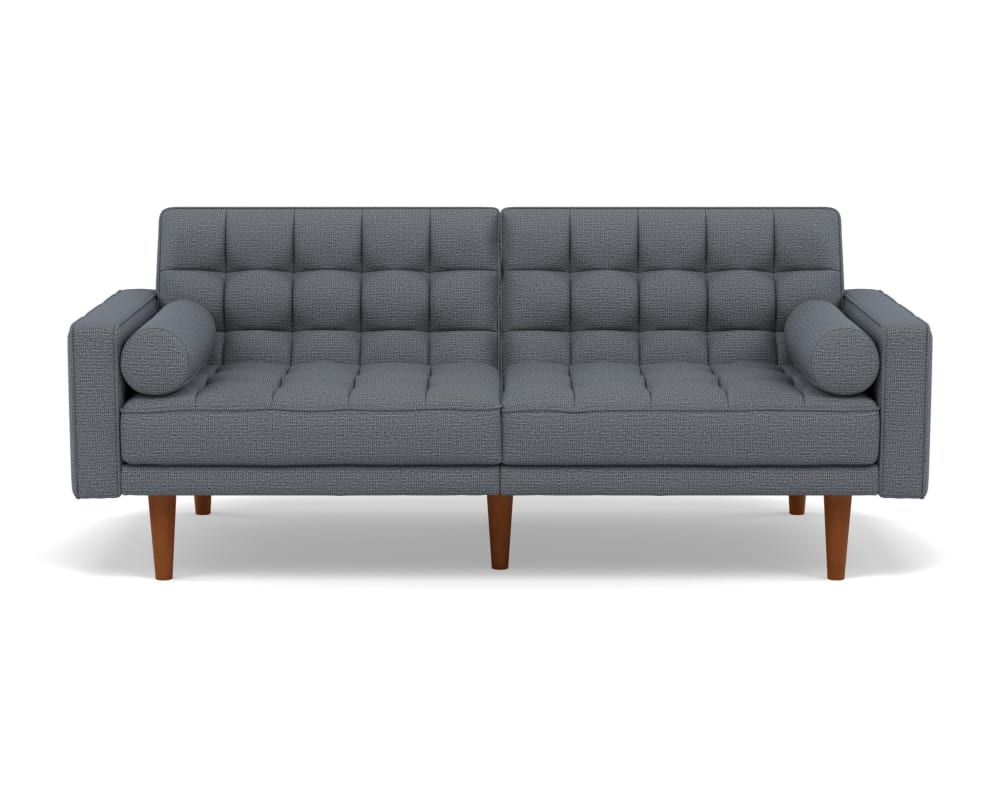 Canapé droit 2 places en tissu texturé gris clair